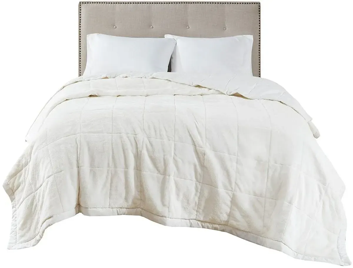 Olliix by Madison Park Coleman Ivory Twin/Twin XL Reversible Down Alternative Blanket