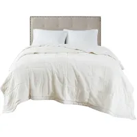 Olliix by Madison Park Coleman Ivory Full/Queen Reversible Down Alternative Blanket