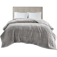 Olliix by Madison Park Coleman Grey Twin/Twin XL Reversible Down Alternative Blanket