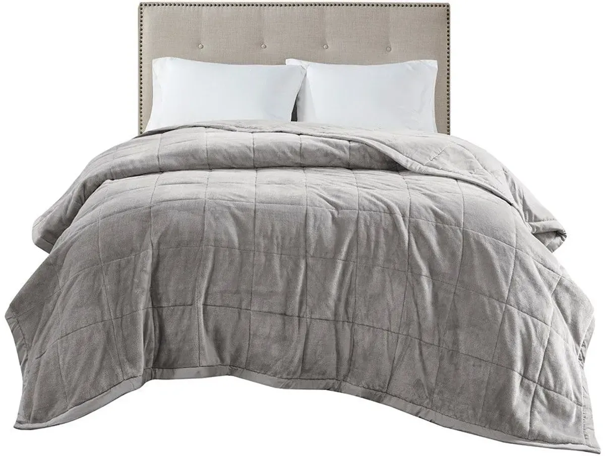 Olliix by Madison Park Coleman Grey Full/Queen Reversible Down Alternative Blanket