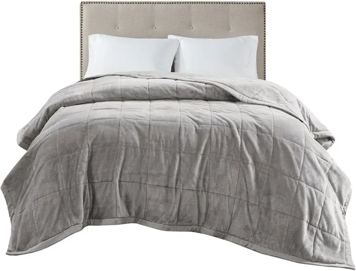 Olliix by Madison Park Coleman Grey Full/Queen Reversible Down Alternative Blanket