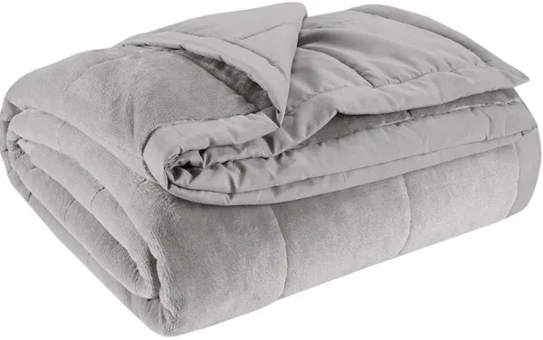Olliix by Madison Park Coleman Grey Full/Queen Reversible Down Alternative Blanket