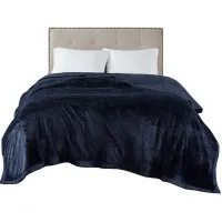 Olliix by Madison Park Navy Twin/Twin XL Coleman Reversible Down Alternative Blanket