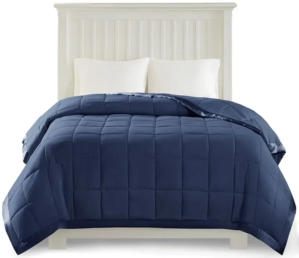 Olliix by Madison Park Navy Twin Windom All Season Hypoallergenic Microfiber Down Alternative Blanket with 3M Scotchgard