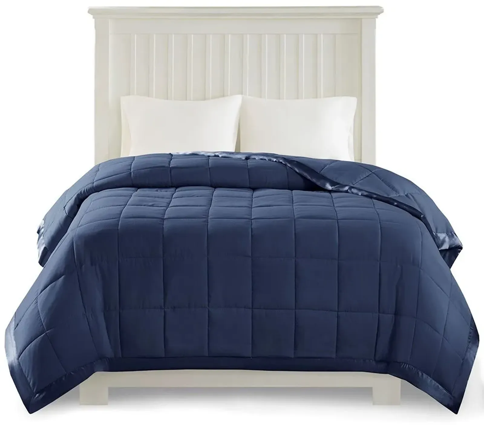 Olliix by Madison Park Navy Twin Windom All Season Hypoallergenic Microfiber Down Alternative Blanket with 3M Scotchgard