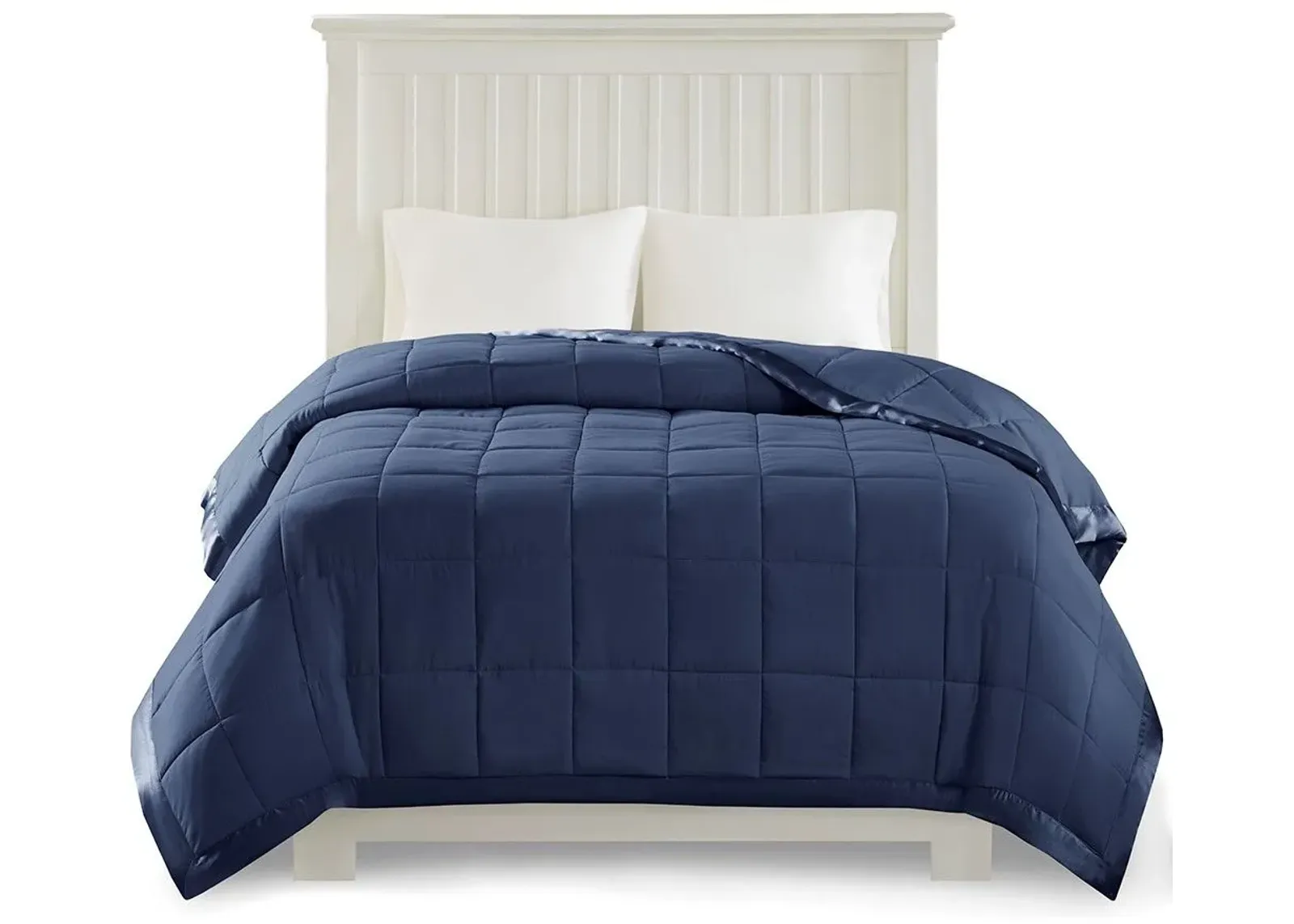 Olliix by Madison Park Navy Full/Queen Windom All Season Hypoallergenic Microfiber Down Alternative Blanket with 3M Scotchgard