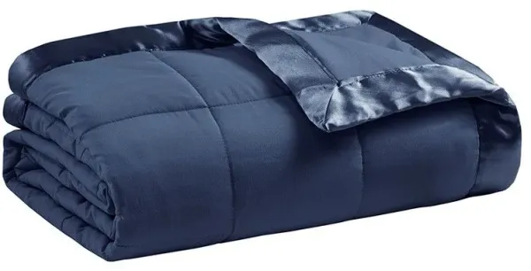 Olliix by Madison Park Navy King Windom All Season Hypoallergenic Microfiber Down Alternative Blanket with 3M Scotchgard