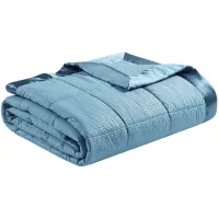 Olliix by Madison Park Cambria Slate Blue Twin Premium Oversize Down Alternative Blanket with 3M Scotchgard