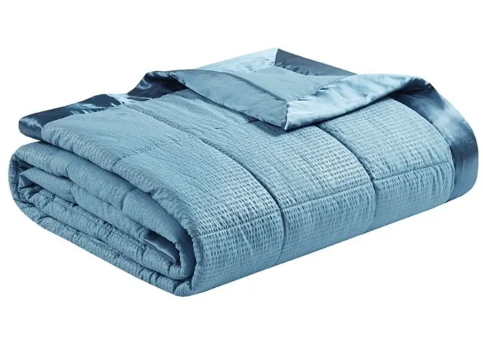 Olliix by Madison Park Cambria Slate Blue Twin Premium Oversize Down Alternative Blanket with 3M Scotchgard