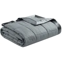 Olliix by Madison Park Cambria Charcoal Twin Premium Oversize Down Alternative Blanket with 3M Scotchgard