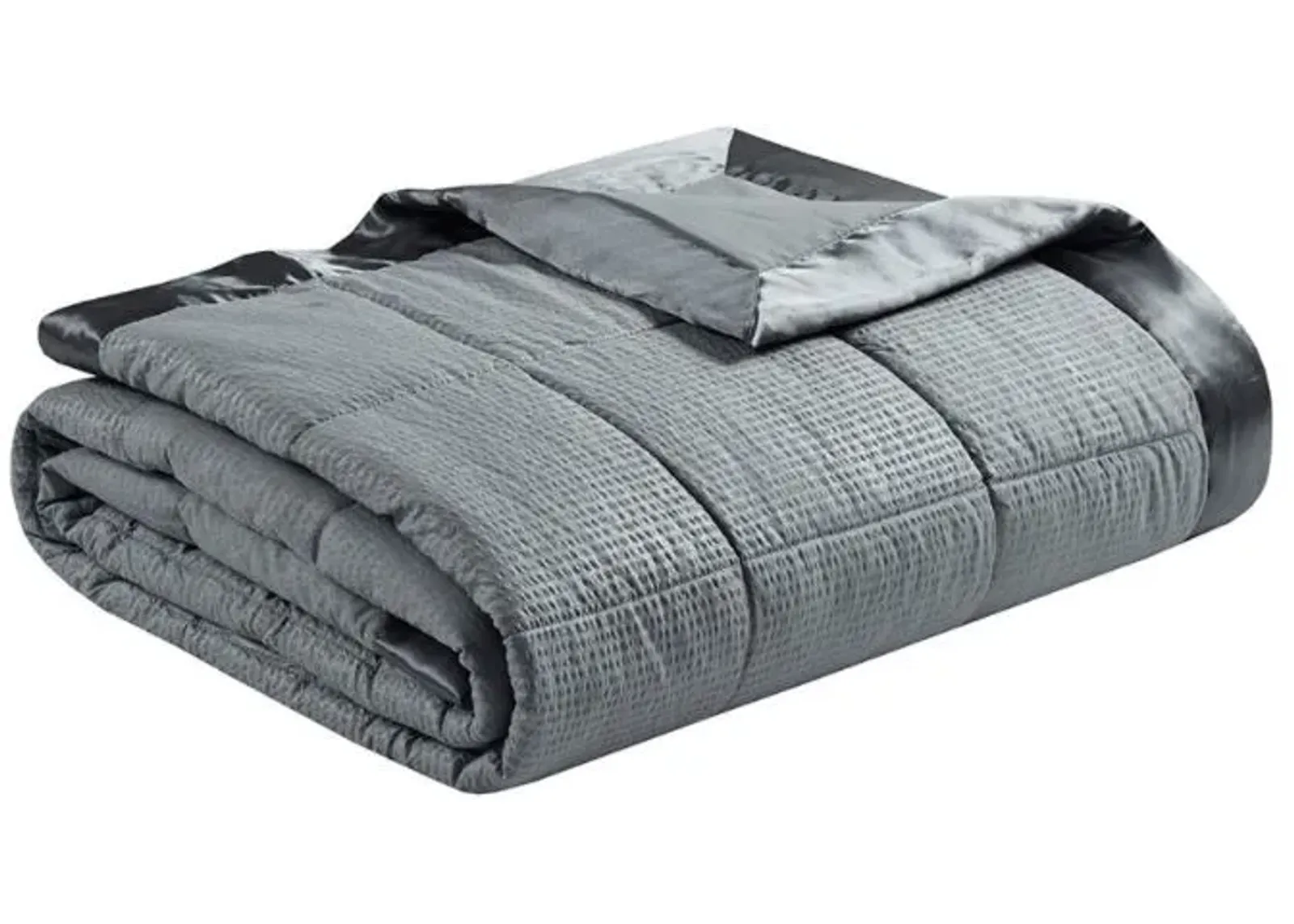 Olliix by Madison Park Cambria Charcoal Twin Premium Oversize Down Alternative Blanket with 3M Scotchgard