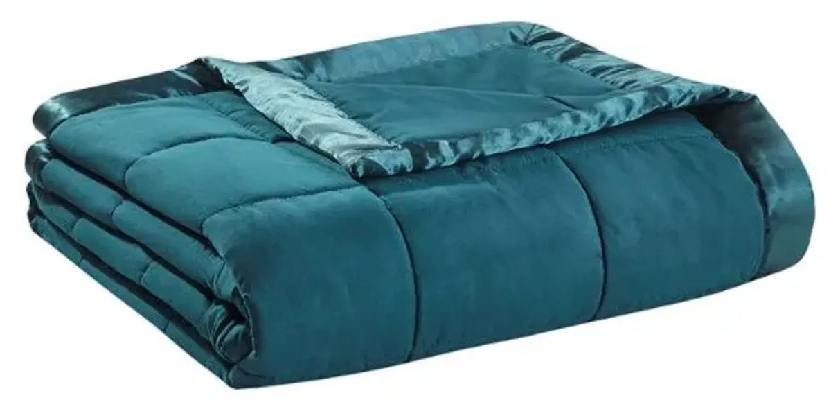 Olliix by Madison Park Windom Teal Twin All Season Microfiber Down Alternative Blanket with 3M Scotchgard