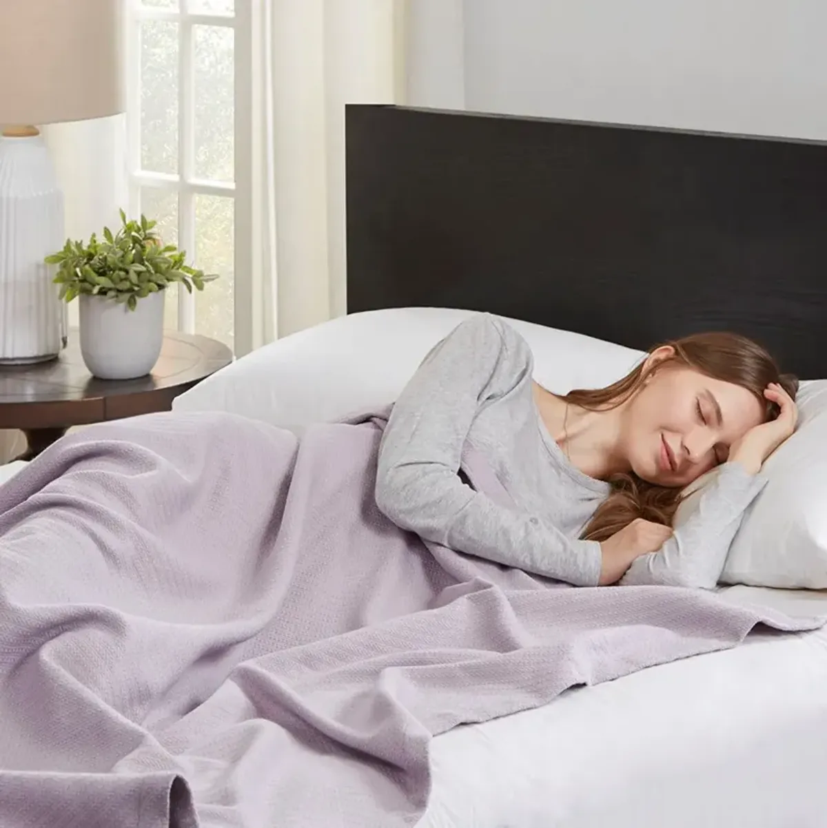 Olliix by Madison Park Liquid Cotton Lilac Full/Queen Blanket