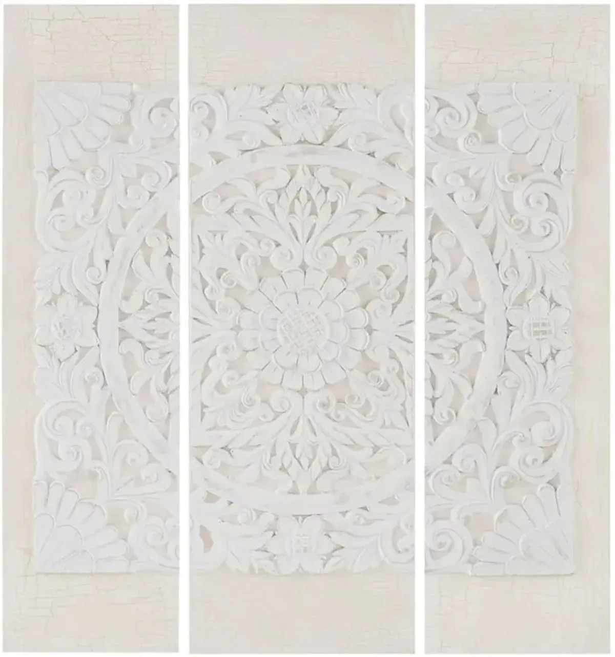 Olliix by Madison Park White Set of 3 White Mandala 3D Embellished Canvas Set