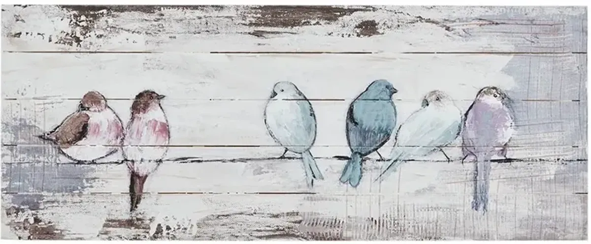 Olliix by Madison Park Perched Birds Grey and White Hand Painted Wood Plank