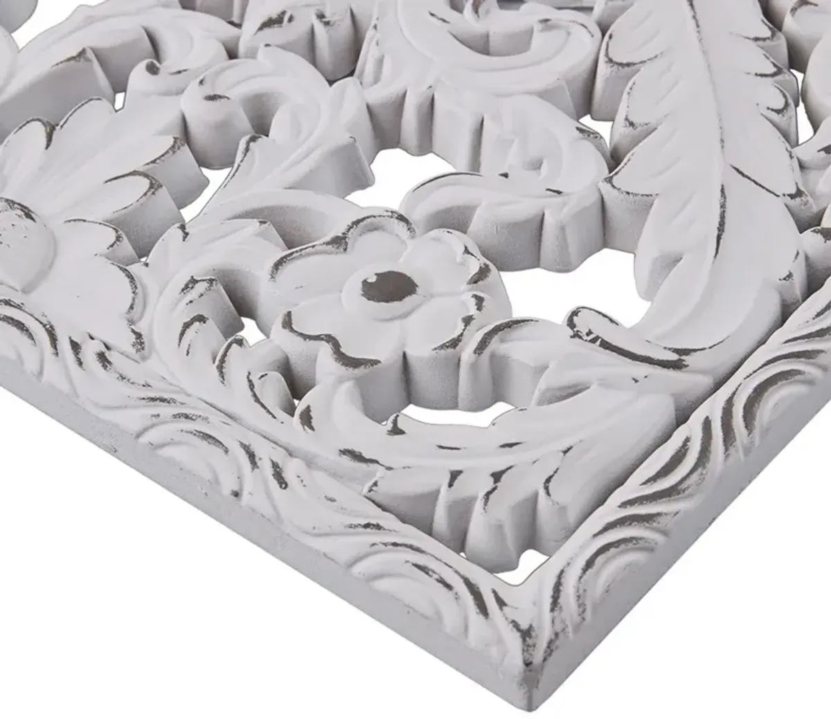 Olliix by Madison Park Botanical Panel 2 Piece White Carved Wall Decor Set