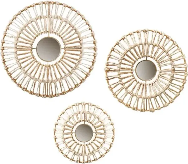 Olliix by Madison Park Ella 3 Piece Neutral Corn Leaves Wrapped Metal Wall Decoration Set