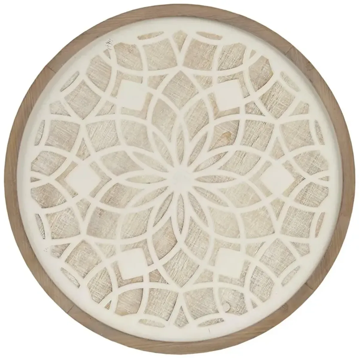 Olliix by Madison Park Leah Natural and White Medallion Wood Wall Decor