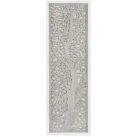 Olliix by Madison Park Laurel Branches Grey and White Carved Wood Panel Wall Decor