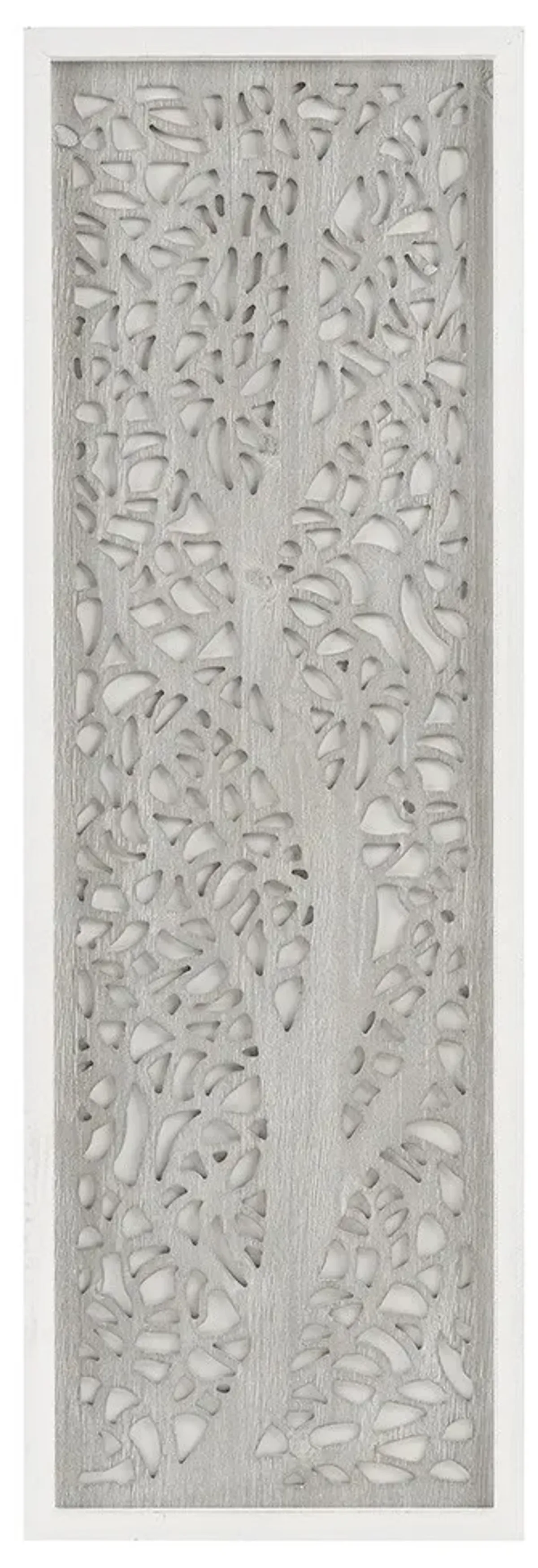 Olliix by Madison Park Laurel Branches Grey and White Carved Wood Panel Wall Decor