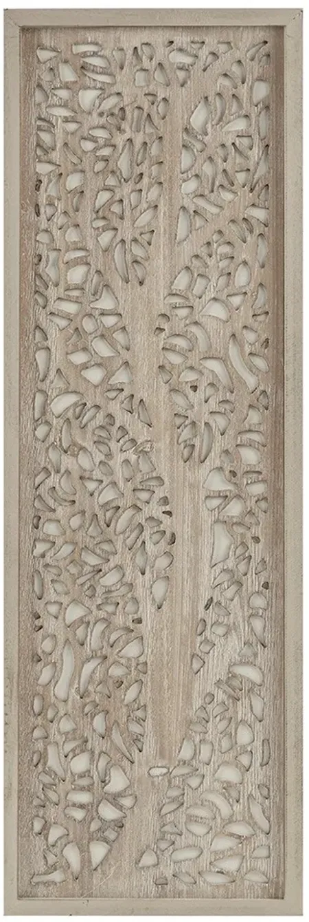 Olliix by Madison Park Laurel Branches Natural Carved Wood Panel Wall Decor
