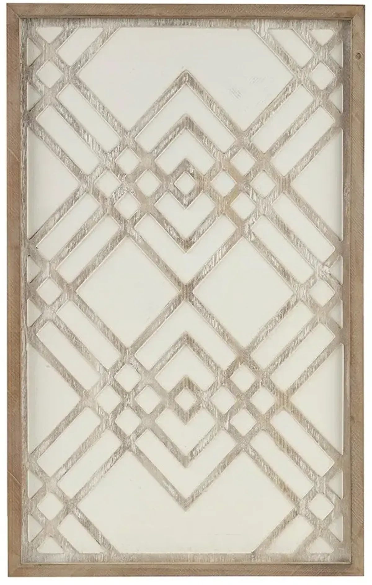 Olliix by Madison Park Exton Natural and White Geo Carved Wood Panel Wall Decor
