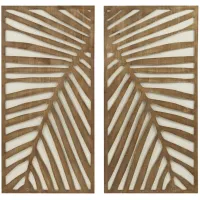 Olliix by Madison Park Birch Palms 2 Piece Dark Brown Carved Wall Panel Set