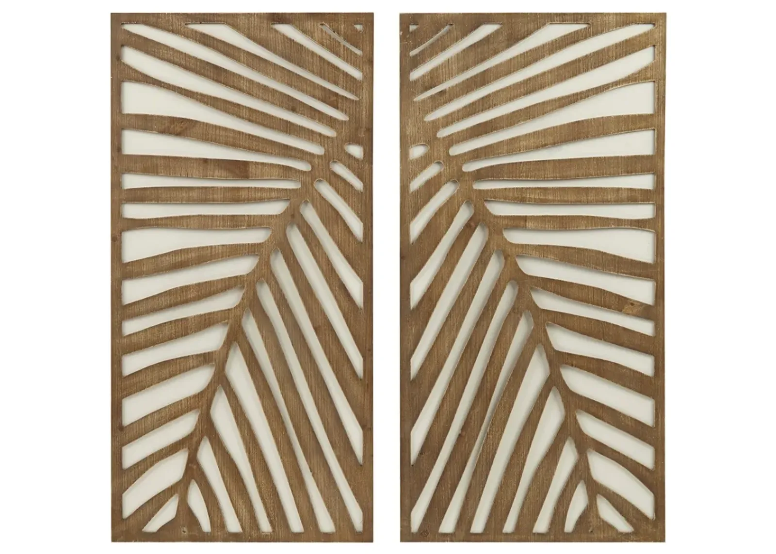 Olliix by Madison Park Birch Palms 2 Piece Dark Brown Carved Wall Panel Set