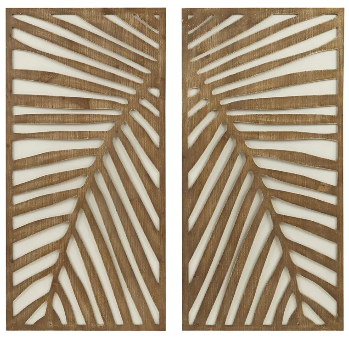 Olliix by Madison Park Birch Palms 2 Piece Dark Brown Carved Wall Panel Set