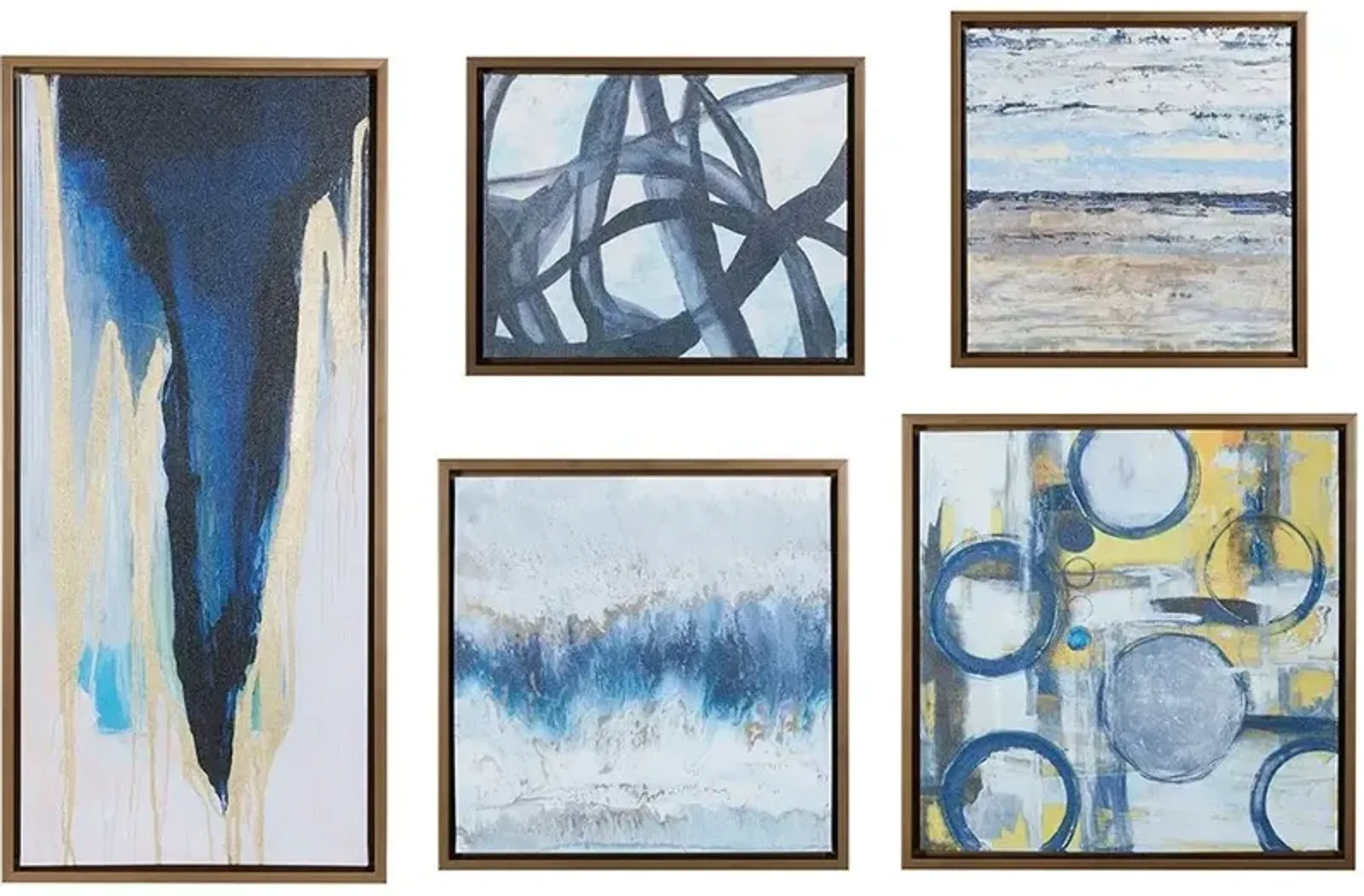 Olliix by Madison Park Natural Set of 5 Blue Bliss Gallery Art Pieces