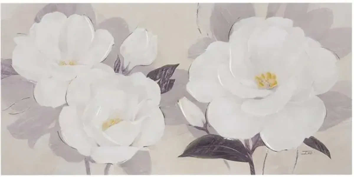 Olliix by Madison Park Midday Bloom White Florals Paint Embellished Canvas
