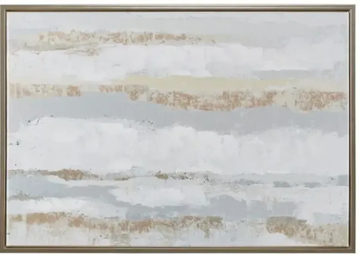 Olliix by Madison Park Strato Natural Hand Embellishment Framed Canvas with Gold Foil