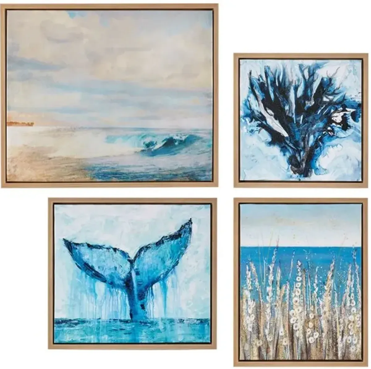 Olliix by Madison Park Seascape 4 Pieces Gel Coat Framed Canvas Set