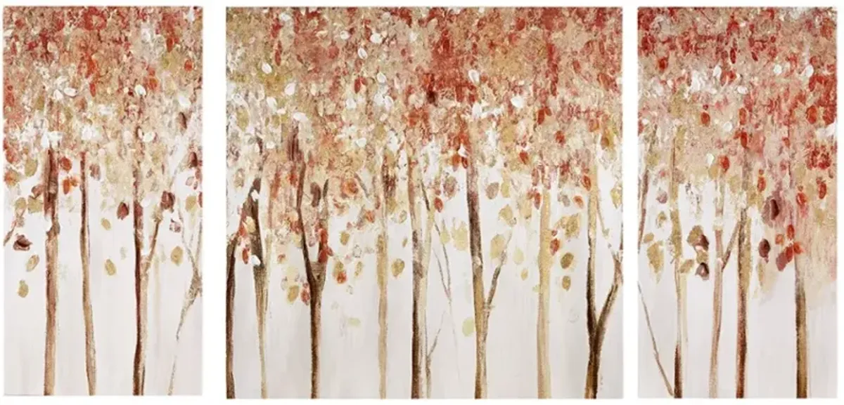 Olliix by Madison Park Autumn Forest 3 Piece Red Canvas Art Palette Knife Embellishment