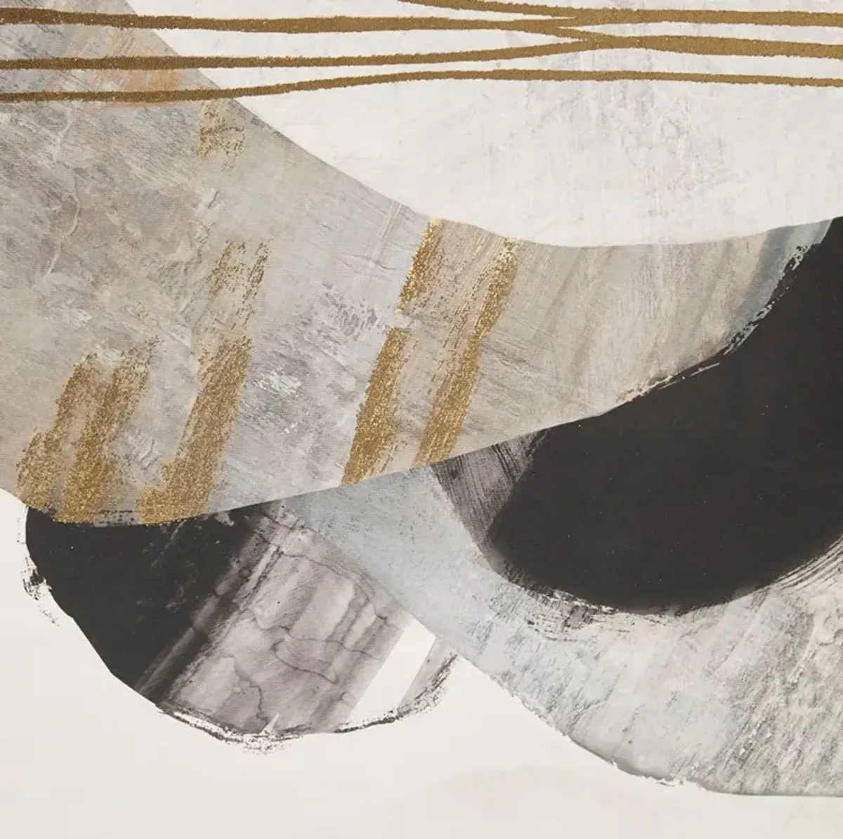 Olliix by Madison Park Auric Beam Black Abstract Gold Foil Framed Embellished Canvas