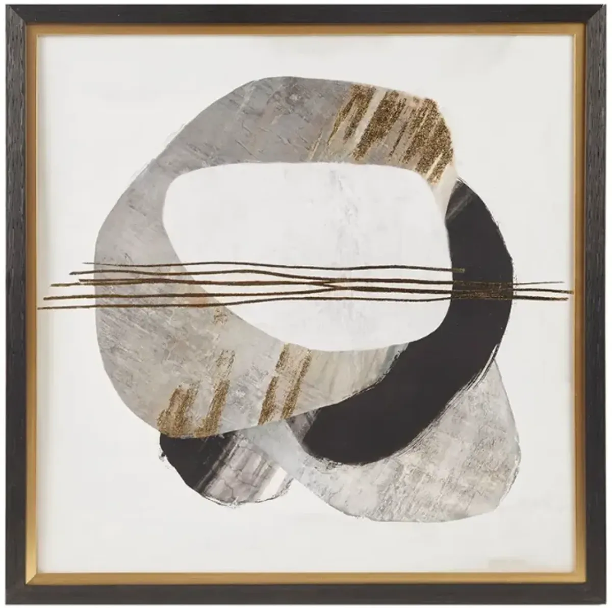 Olliix by Madison Park Auric Beam Black Abstract Gold Foil Framed Embellished Canvas