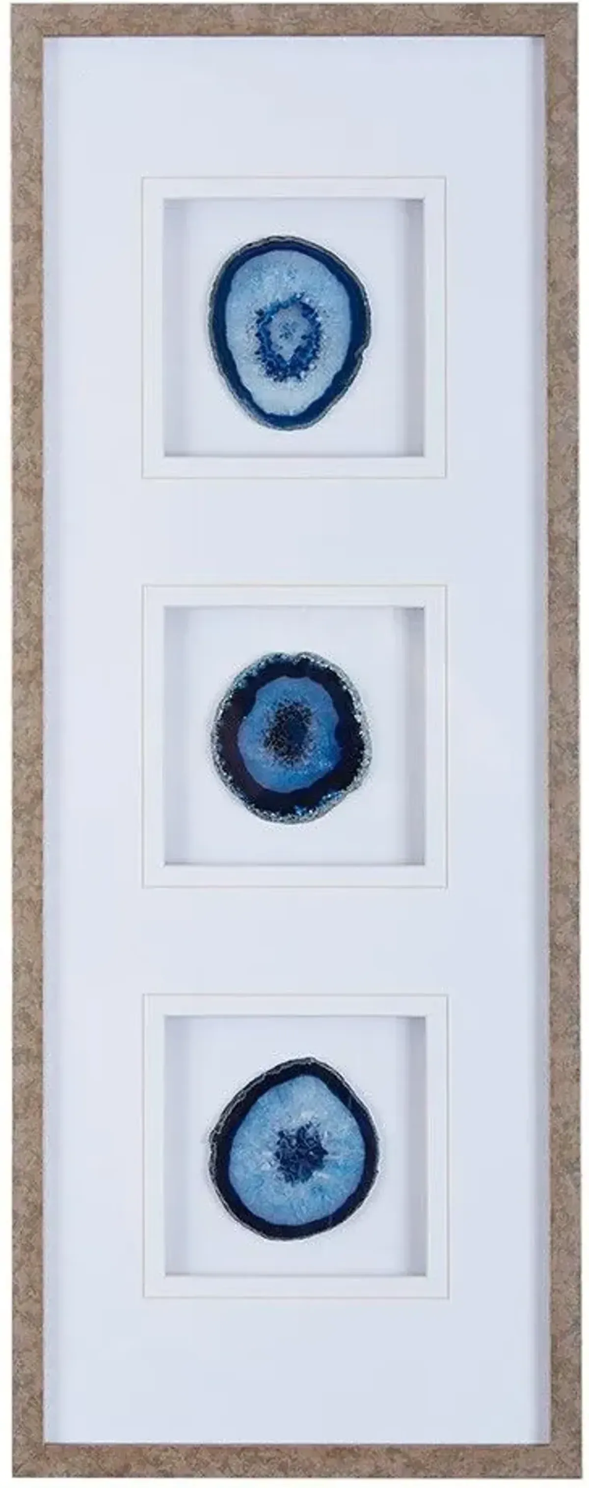 Olliix by Madison Park Blue Set of 3 Blue Agate Trio Stone Framed Graphic
