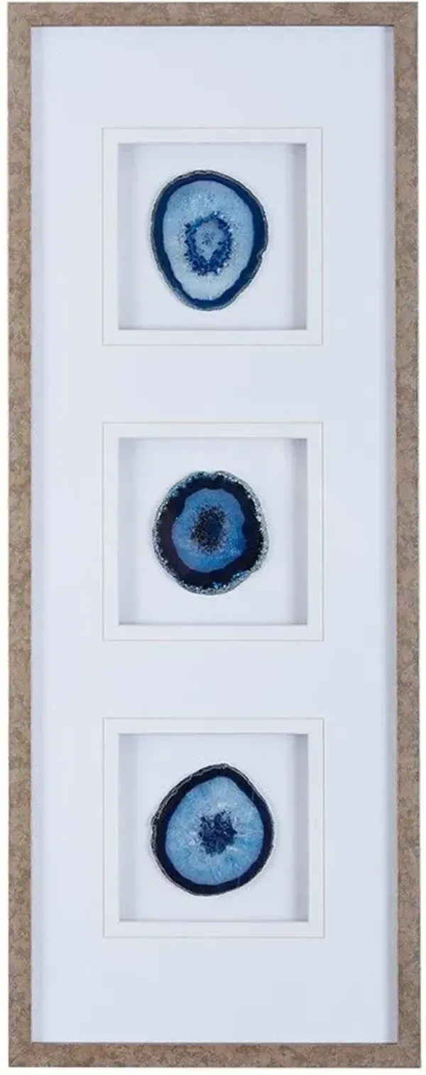 Olliix by Madison Park Blue Set of 3 Blue Agate Trio Stone Framed Graphic