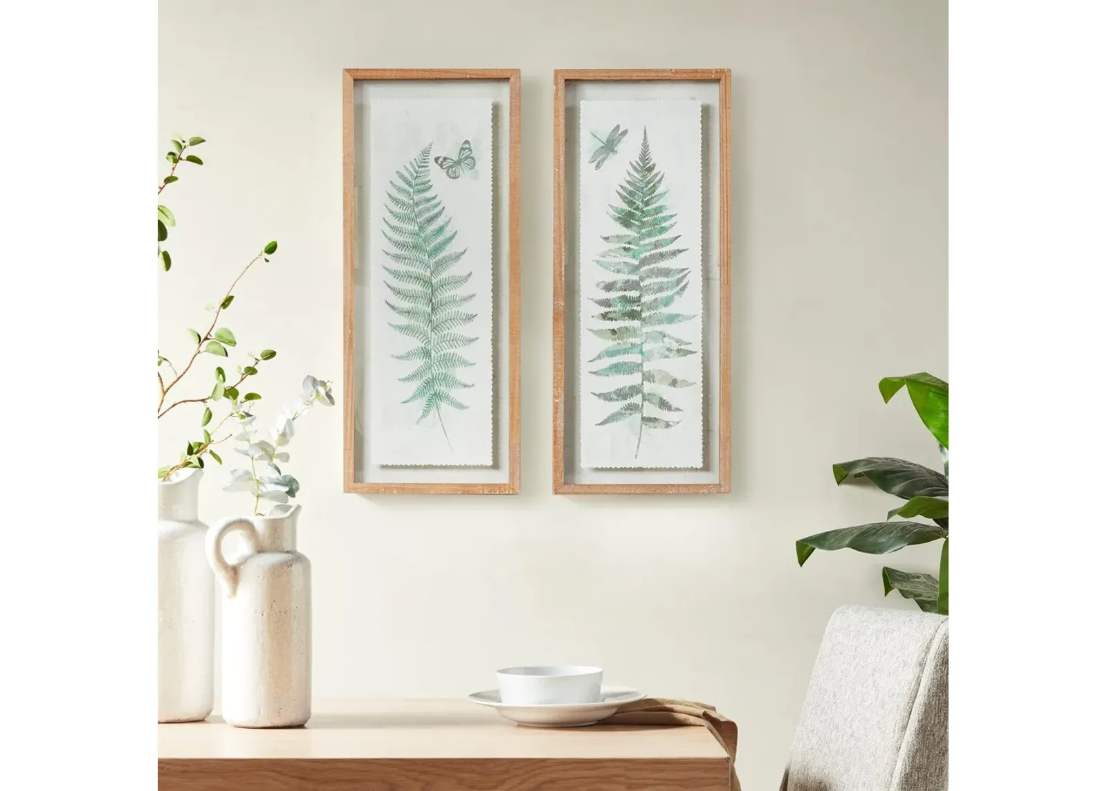 Olliix by Madison Park Linden Fern 2 Piece Set Natural Framed Wall Decor