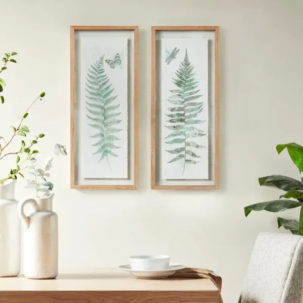 Olliix by Madison Park Linden Fern 2 Piece Set Natural Framed Wall Decor