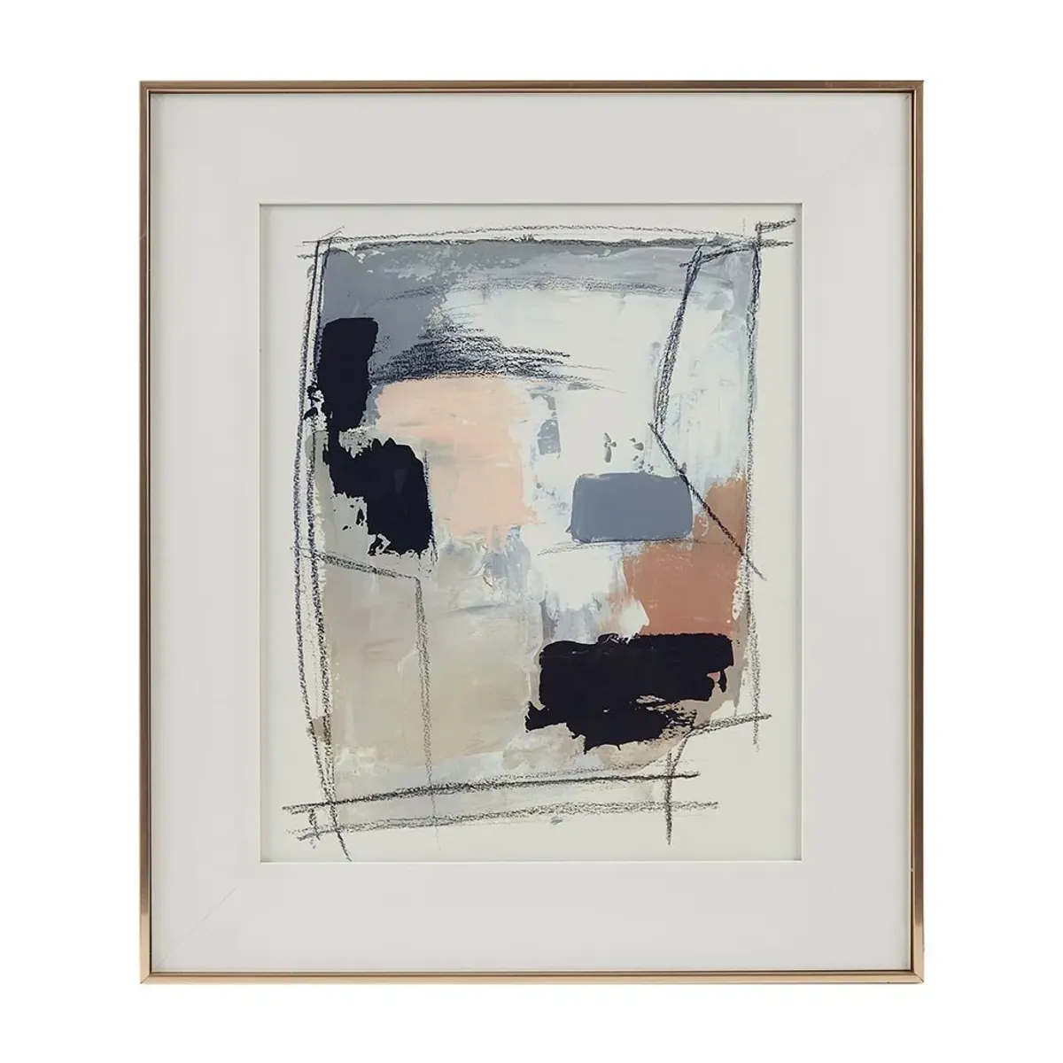 Olliix by Madison Park Abstract Reveal Neutral Double Matted Framed Glass Wall Art