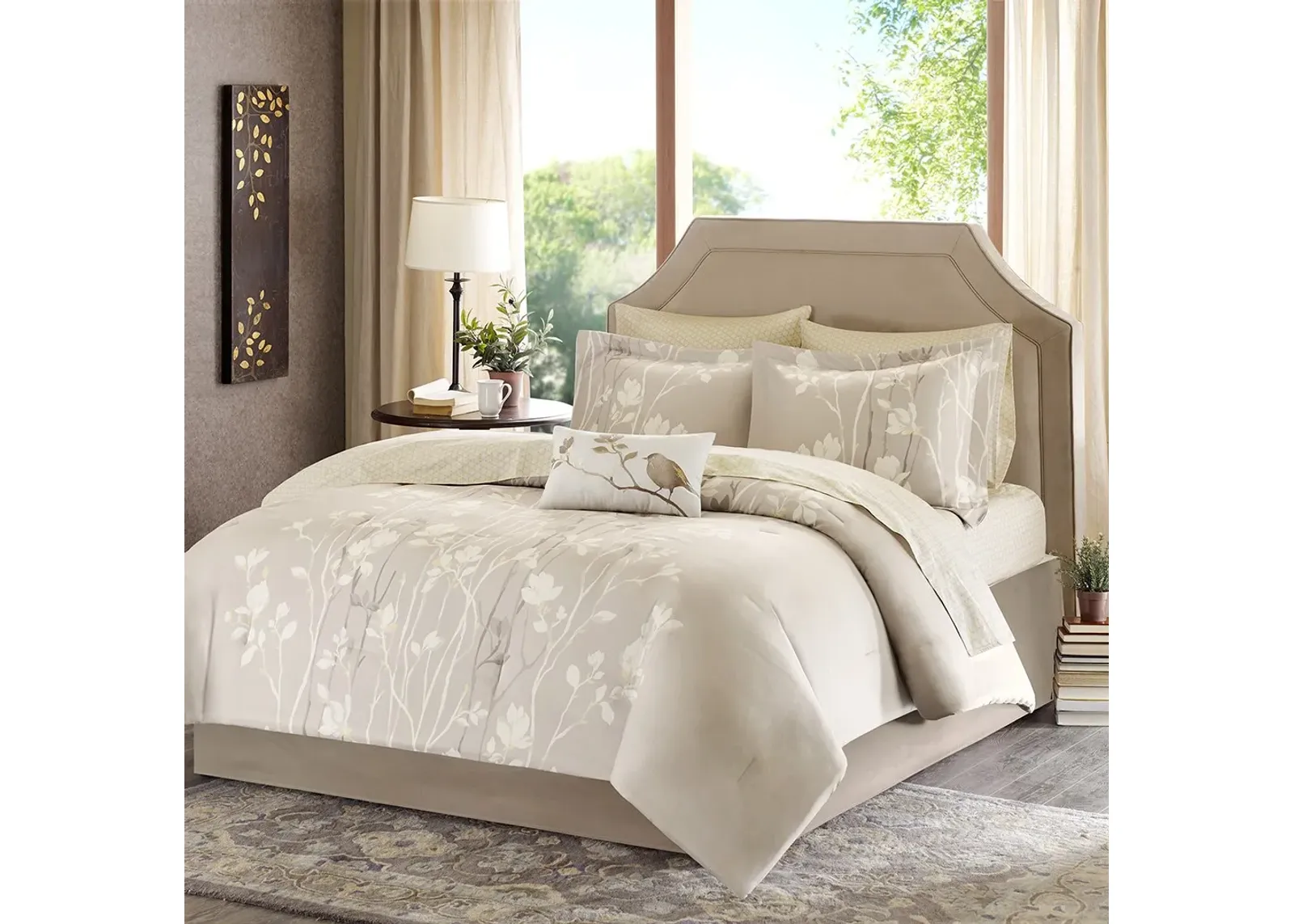 Olliix by Madison Park Essentials Vaughn Taupe Twin Complete Comforter and Cotton Sheet Set