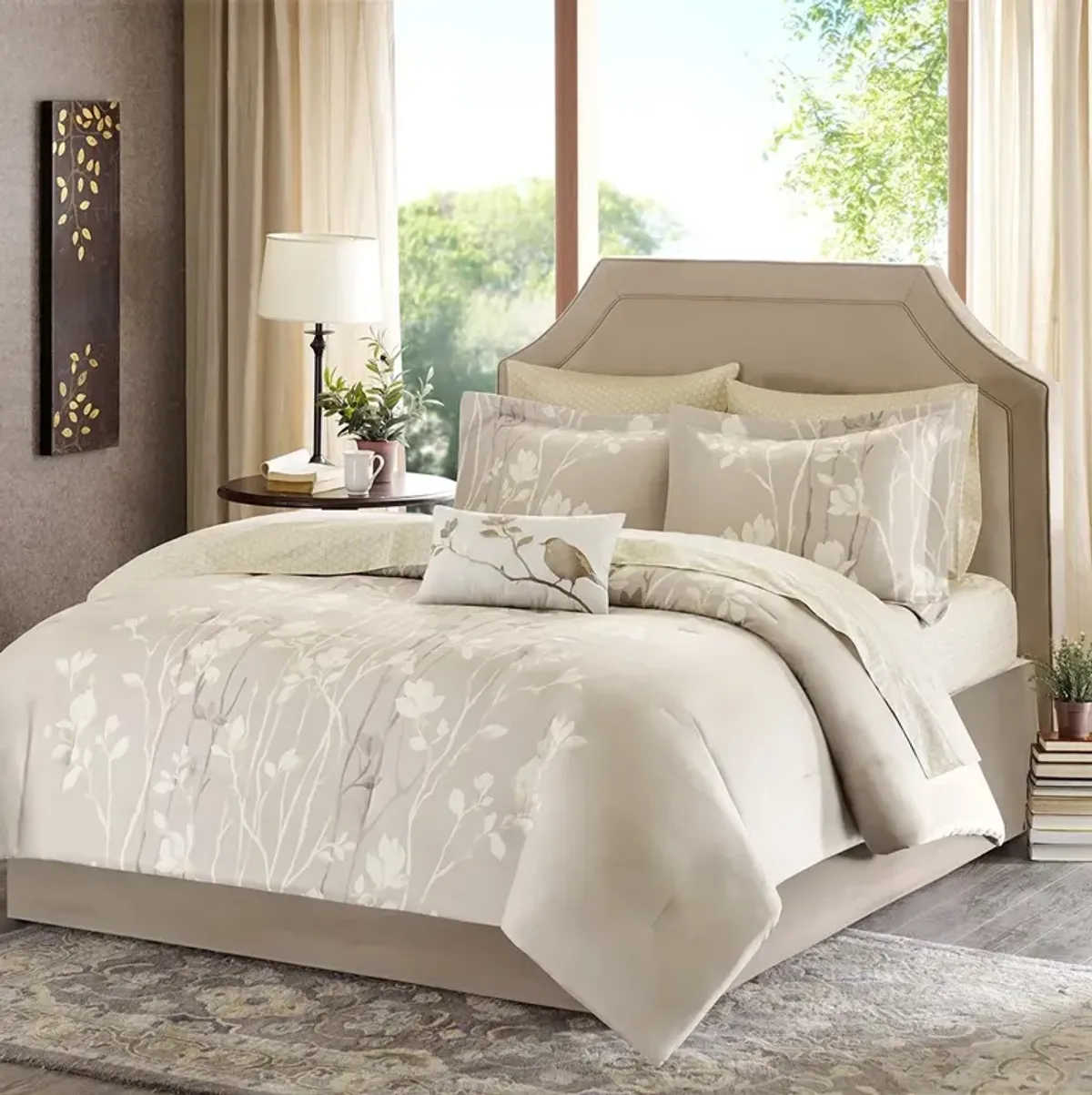 Olliix by Madison Park Essentials Vaughn Taupe Queen Complete Comforter and Cotton Sheet Set