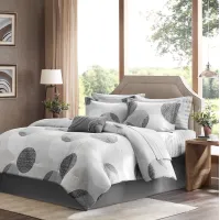 Olliix by Madison Park Essentials Grey California King Knowles Complete Comforter and Cotton Sheet Set