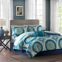 Olliix by Madison Park Essentials Serenity Blue Full Complete Comforter and Cotton Sheet Set