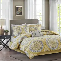 Olliix by Madison Park Essentials Serenity Yellow Twin Complete Comforter and Cotton Sheet Set
