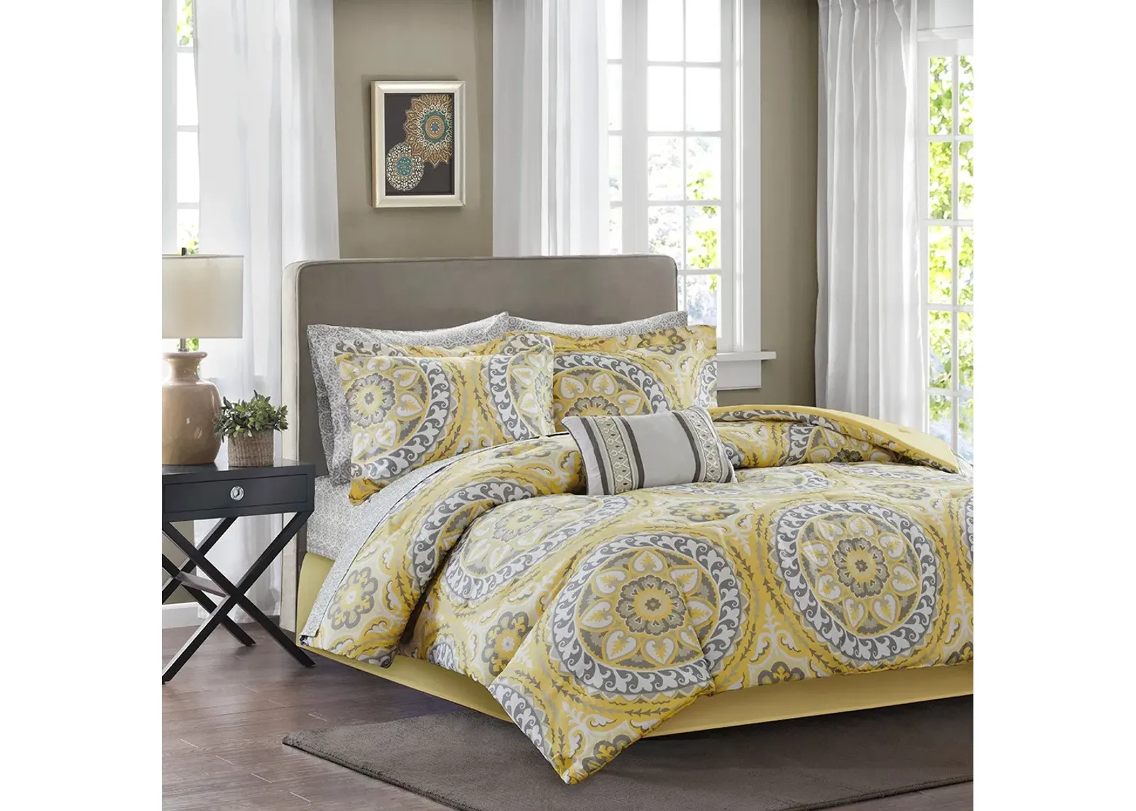 Olliix by Madison Park Essentials Serenity Yellow Twin Complete Comforter and Cotton Sheet Set