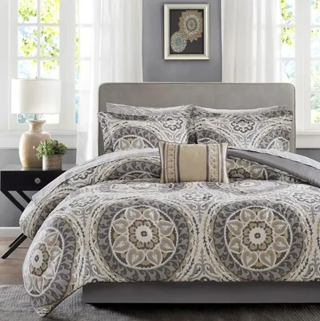 Olliix by Madison Park Essentials Taupe Twin Serenity Complete Comforter and Cotton Sheet Set