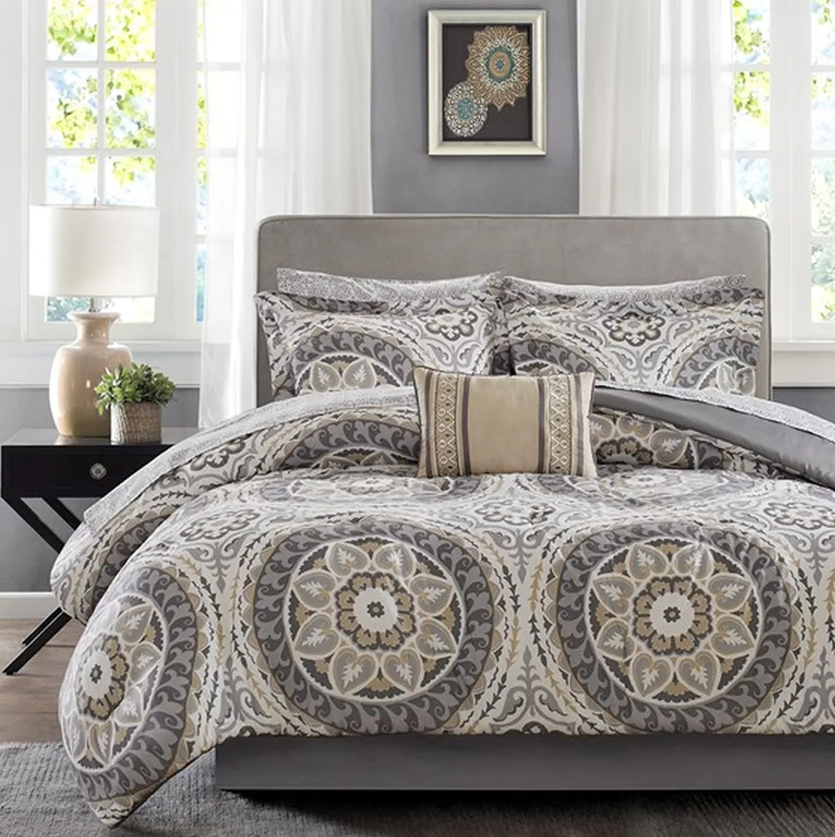 Olliix by Madison Park Essentials Taupe Queen Serenity Complete Comforter and Cotton Sheet Set