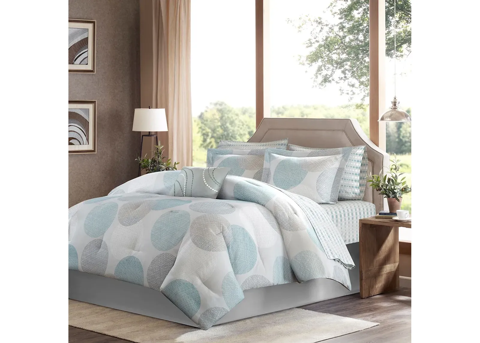 Olliix by Madison Park Essentials Aqua Twin Knowles Complete Comforter and Cotton Sheet Set